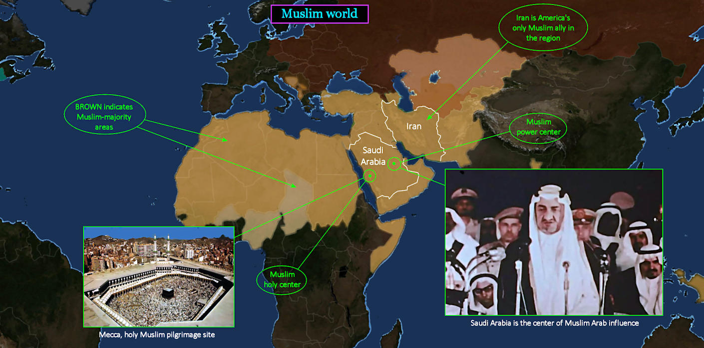 Muslim world, Saudi Arabia, 1970s&emsp;map